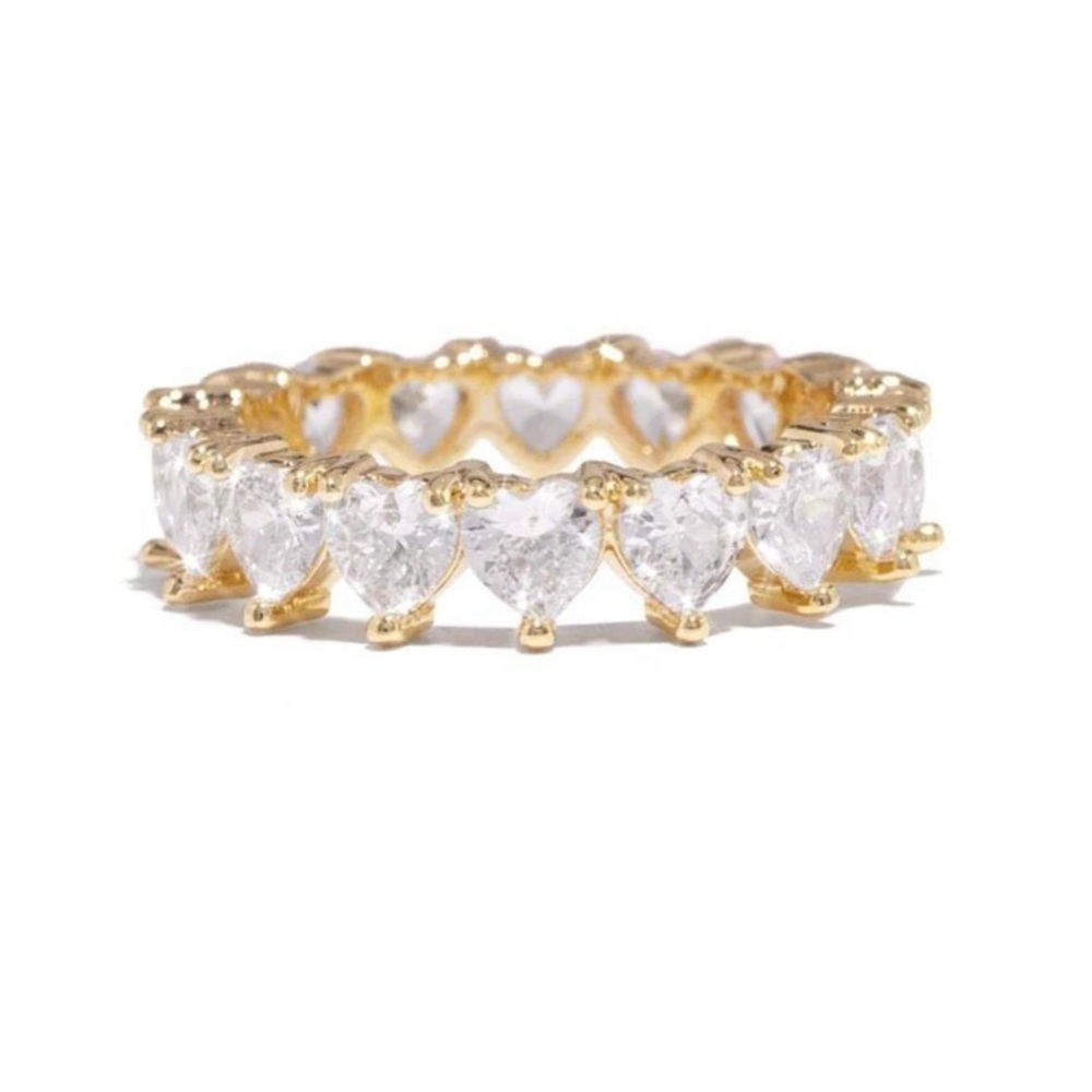 Gold Plated All Over Hearts Ring